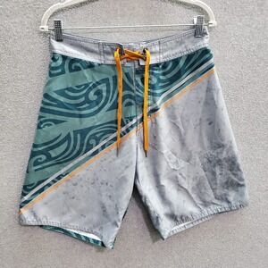 VINTAGE Crazy Shirts Men Swimwear Small Gray Board Shorts Logo‎ Drawstring